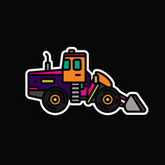 Naklejka premium Original vector illustration. Contour icon of a bulldozer on wheels.