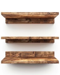 Obraz premium Closet Shelf. Blank Wooden Design for Empty Bookshelf on White Background