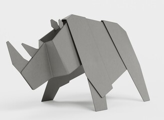 Realistic 3D Render of Paper Rhino