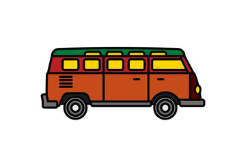 Original vector illustration. An old travel van. A contour icon.