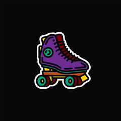 Original vector illustration. A contour icon. Vintage roller skates.