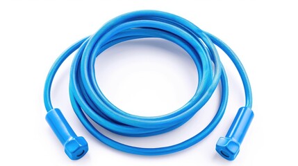 Fitness Jump Rope. Blue Skipping Rope for Exercise and Leisure, Isolated on White Background