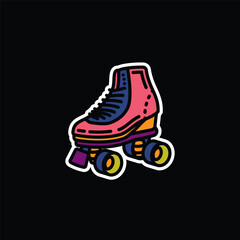 Original vector illustration. A contour icon. Vintage roller skates.