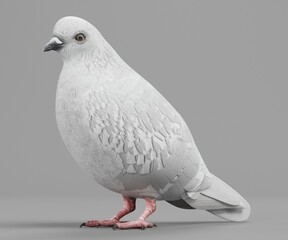 Realistic 3D Render of White Pigeon