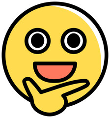 Yellow emoji icon of something good noticed. Vector illustration isolated on a transparent background.