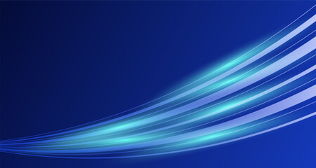 Light trails in the dark background. High speed effect motion blur night lights blue