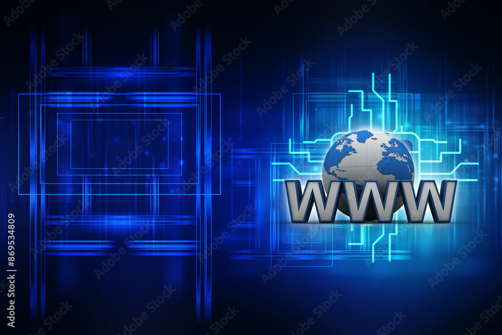 Poster 3d rendering world wide web