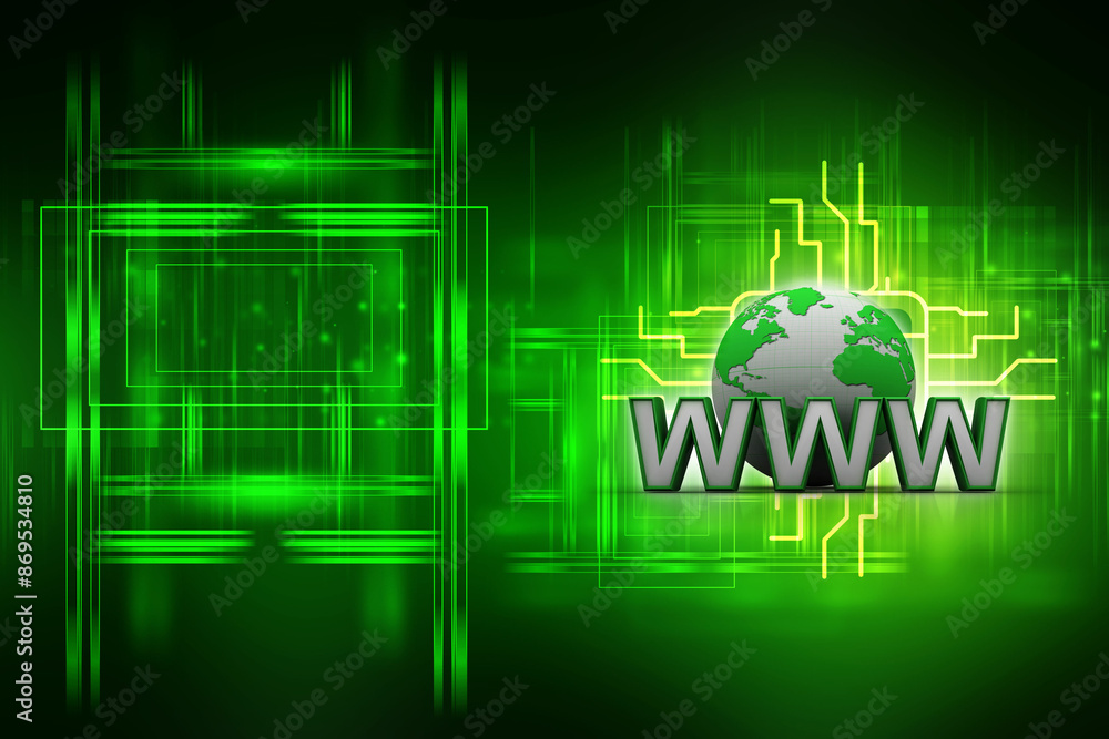 Poster 3d rendering world wide web