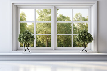 Large window with forest view