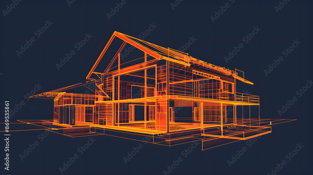 Canvas Prints a house under construction , black background 