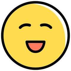 Gently smiling emoji icon. Vector illustration isolated on a transparent background.