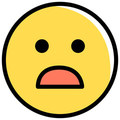 Fototapeta premium Shocked expression, yellow emoji. Vector illustration isolated on a transparent background.