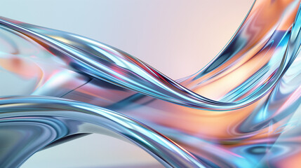 Naklejka premium Macro, 3d, glass floating flat organic forms, shapeless
