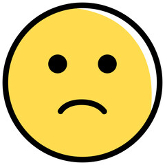 A slightly grumpy face emoji, vector illustration isolated on a transparent background.	