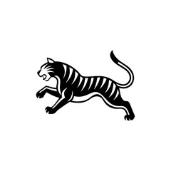 Tiger jumping Logo. Silhouette of tiger jumping vector illustration 