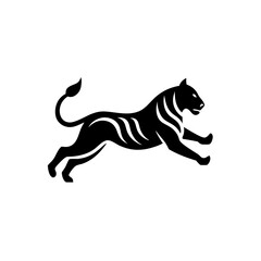 Tiger jumping Logo. Silhouette of tiger jumping vector illustration 