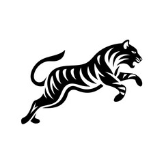 Tiger jumping Logo. Silhouette of tiger jumping vector illustration 