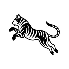 Tiger jumping Logo. Silhouette of tiger jumping vector illustration 