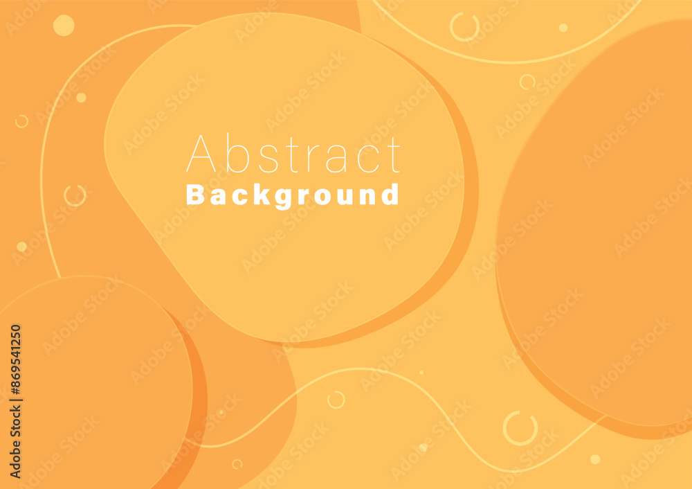 Poster abstract background with fluid geometric shape elements orange monochrome color