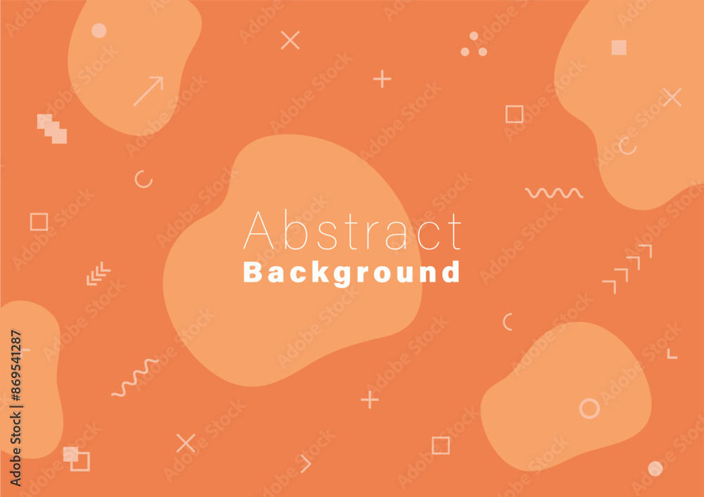 Poster abstract background fluid geometric shape and memphis style elements orange monochrome color