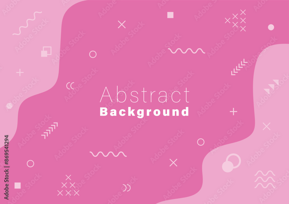 Poster abstract background fluid geometric shape and memphis style elements pink monochrome color