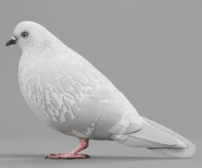Realistic 3D Render of White Pigeon