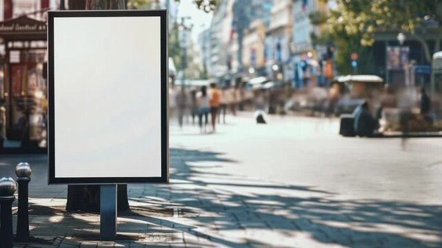 blank vertical billboard on the street in the city. urban advertising