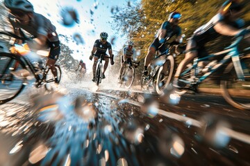 Editorial Photography depicting a car colliding with a group of cyclists on road bikes