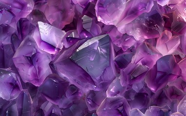 Pile of amethyst crystals background