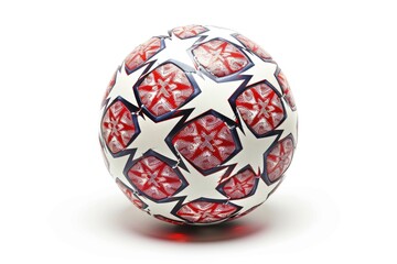 Star Soccer Ball. Champions Cup Trophy on White Athletic Background