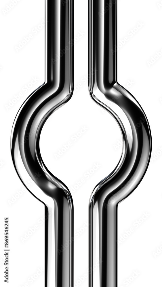 Poster y2k geometric chrome 3d shape isolated. futuristic metallic curved line element 3d rendering backgro