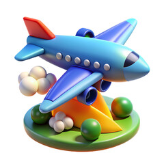 Fototapeta premium Airplane icon, 3D style, isolated on blank background cutout.