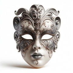 Naklejka premium Intricate Ornate Mask on White Background