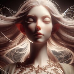 Fototapeta premium Elf Woman with Flowing Hair