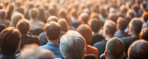 A large crowd of people is sitting in a stadium watching an event.