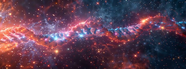 Fototapeta premium Abstract cosmic DNA strand, perfect for scientific illustrations, educational materials, and futuristic design projects.