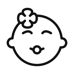 baby face icon Black line art vector