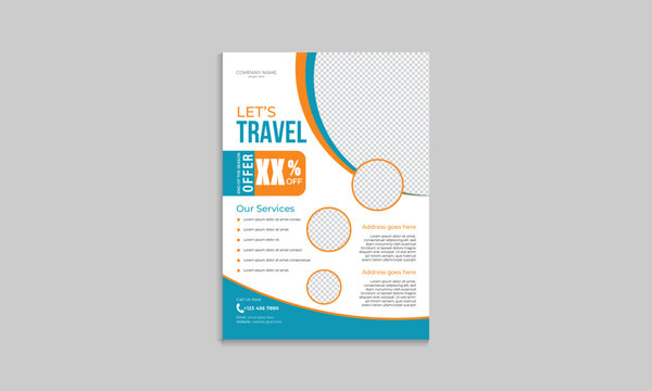 Travel business flyer design template setup, creative travel business flyer design, travel business leaflet design, travel business vector template design, unique travel flyer design