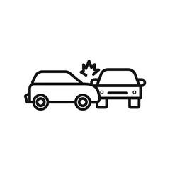 car side crash icon Black line art vector