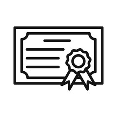 certificate icon Black line art vector