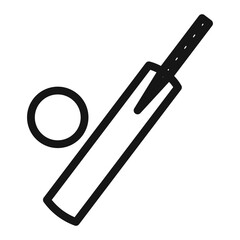 Cricket Bat ball icon Black line art vector