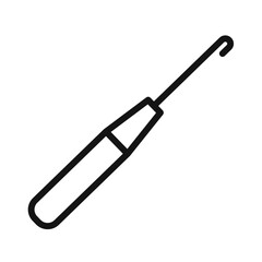 Crochet needle icon Black line art vector