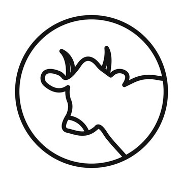 recommend clip art: Cow head icon Black line art vector