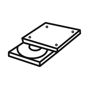 recommend clip art: Dvd CDROM disc icon Black line art vector