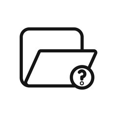 Folder with questionmark icon Black line art vector