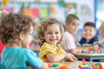 Photography of children portrait from Australia in a preschool or kindergarten class.