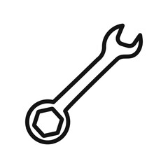Wrench icon Black line art vector