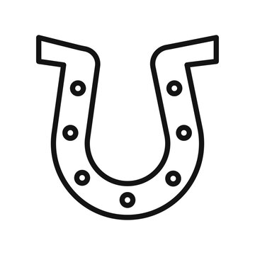 recommend clip art: lucky horseshoe icon Black line art vector