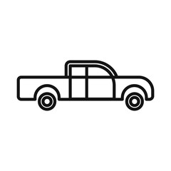 Pickup truck icon Black line art vector