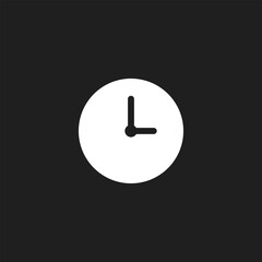 Simple rounded clock icon on black background.